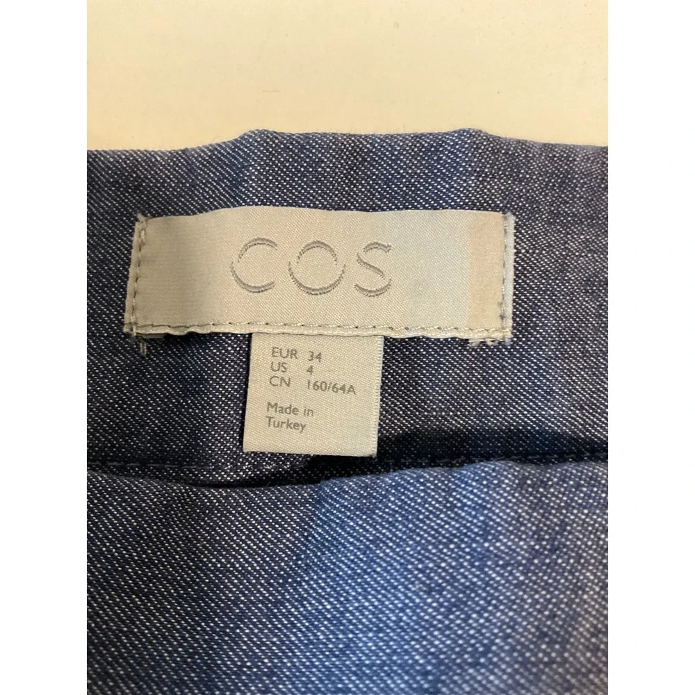 COS Blue Chambray Denim Layered Mini Skirt Stretch Western Coquette Summer 4